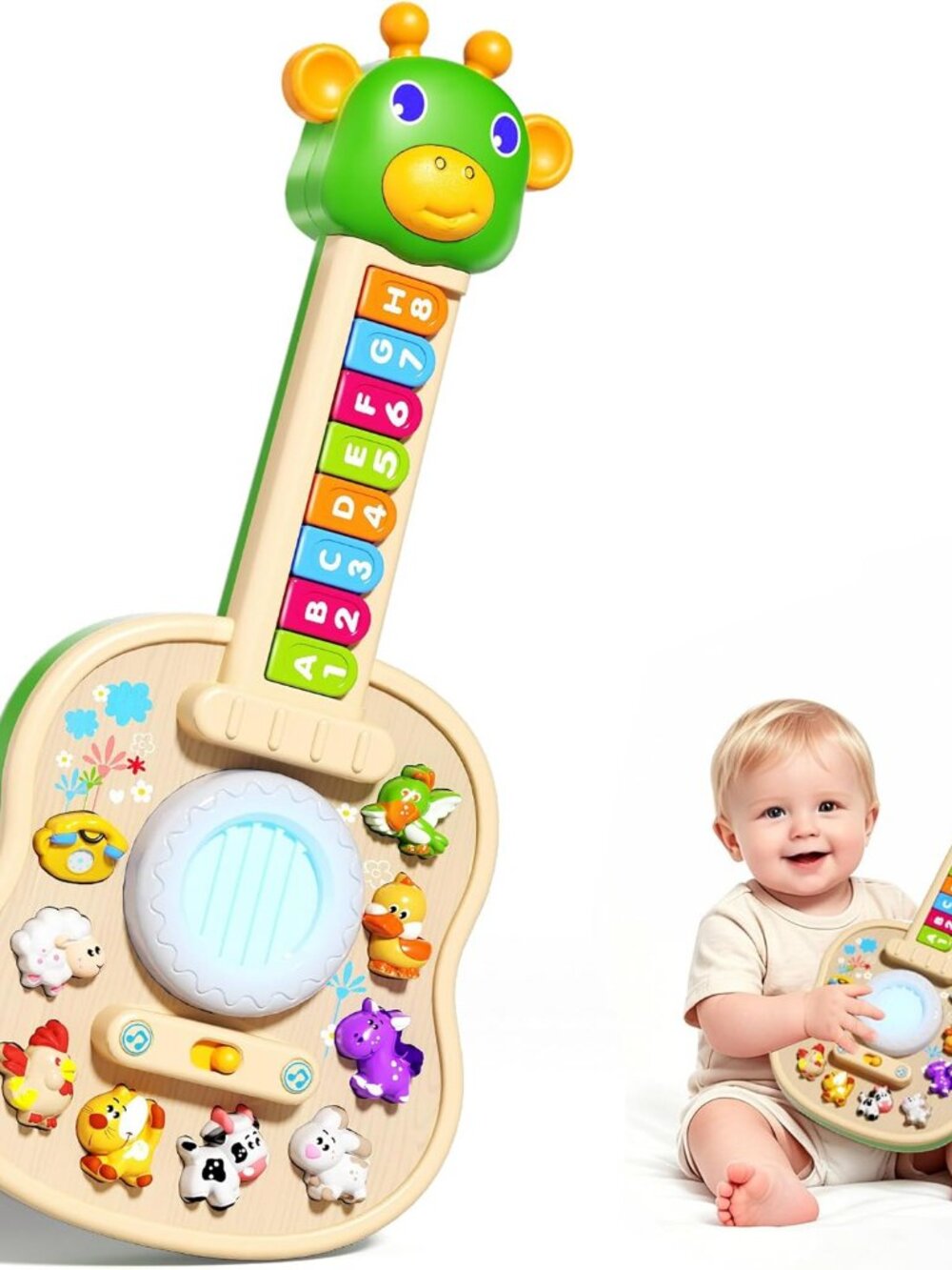 Kids Educational Animal Keyboard Guitar Toy – Multi-Functional Cartoon